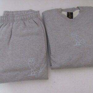 OVO Octobers Very Own Gray‎ 100% Cotton Logo Sweat Tracksuit Size S